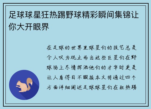 足球球星狂热踢野球精彩瞬间集锦让你大开眼界